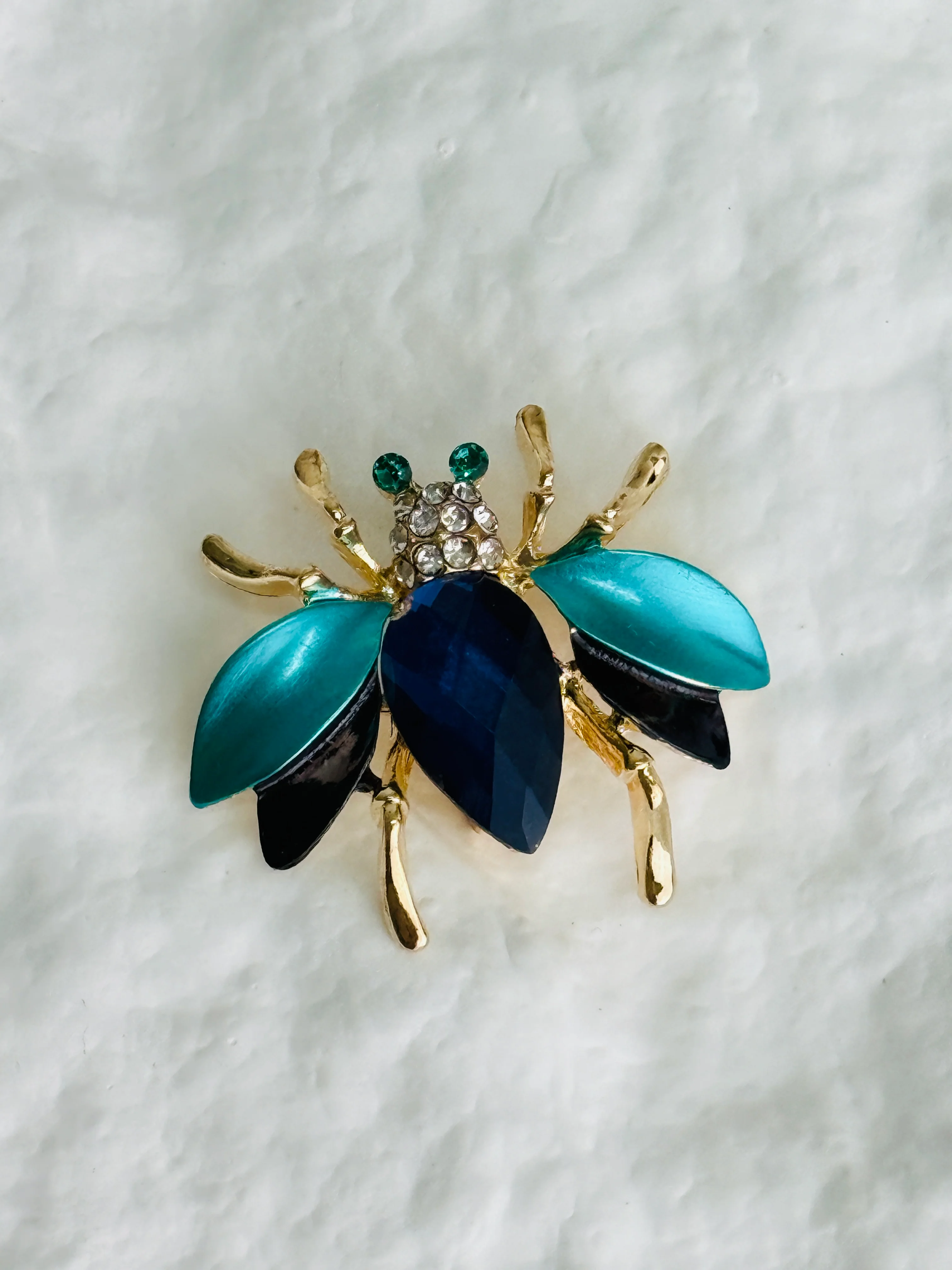 Blue Crystal Bee Brooch