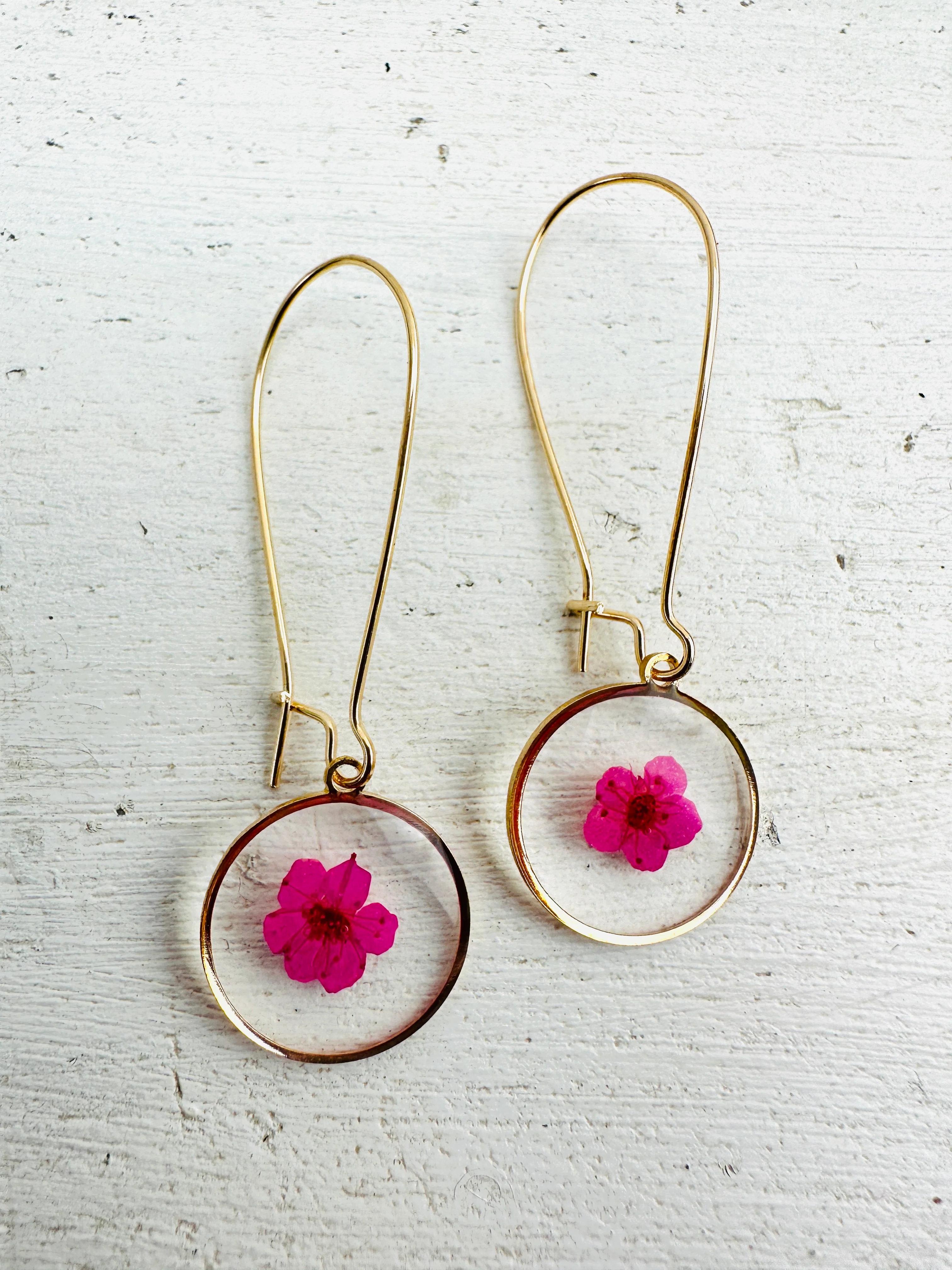 Flax Flower Earrings - Pink