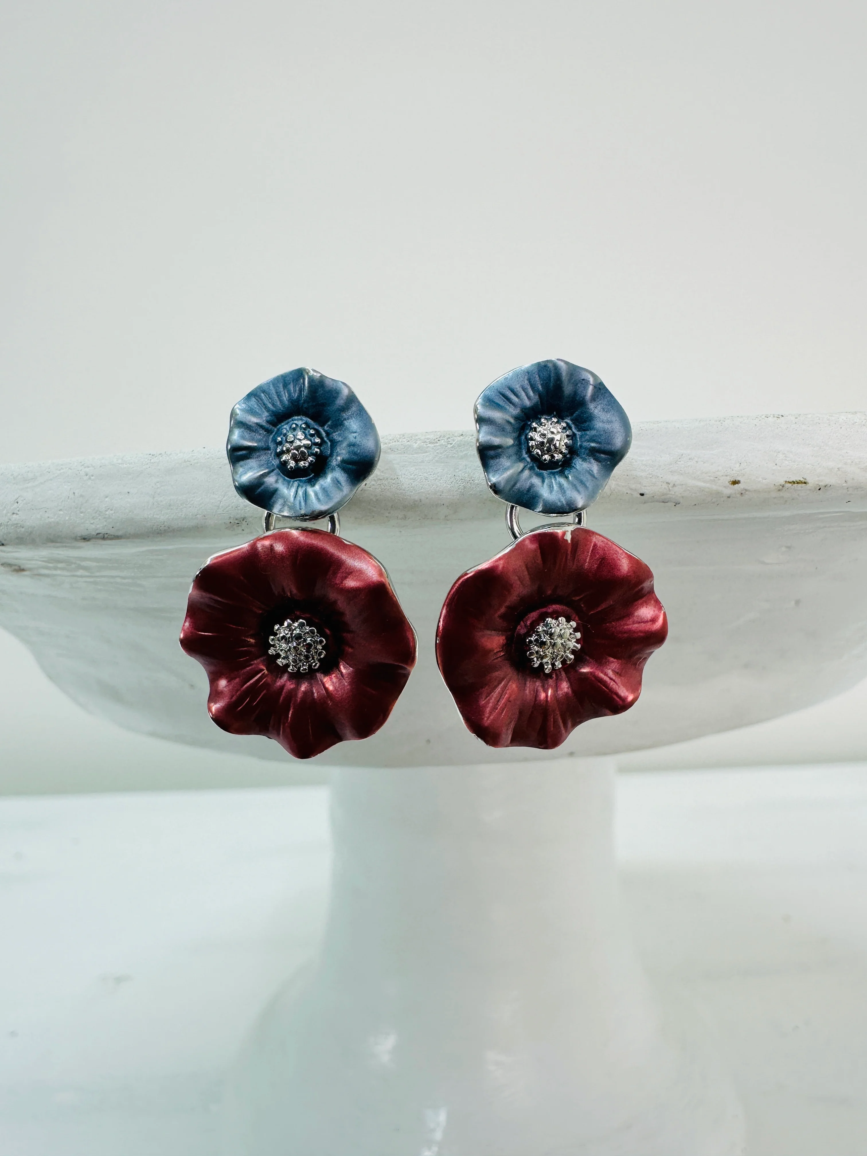 Flora Earrings - Blue & Pink