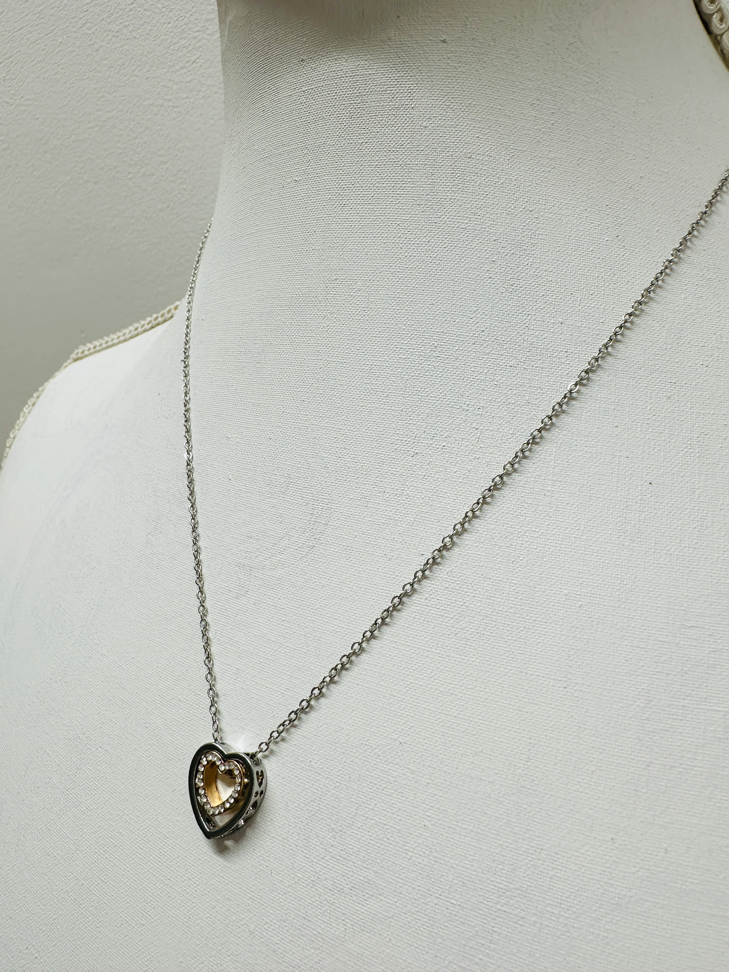 Hestia Necklace -Silver Gold Heart - Image 5