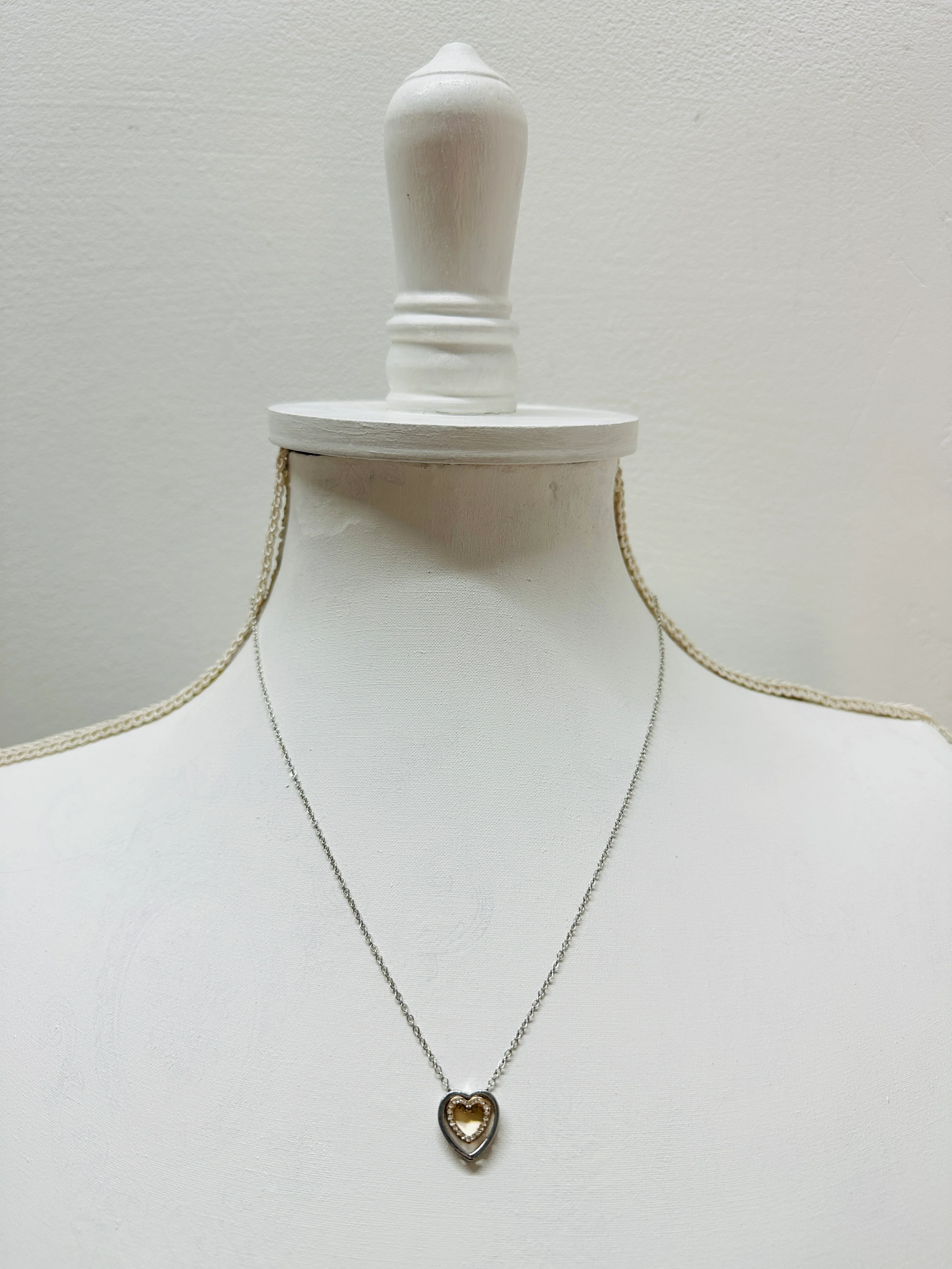 Hestia Necklace -Silver Gold Heart - Image 6