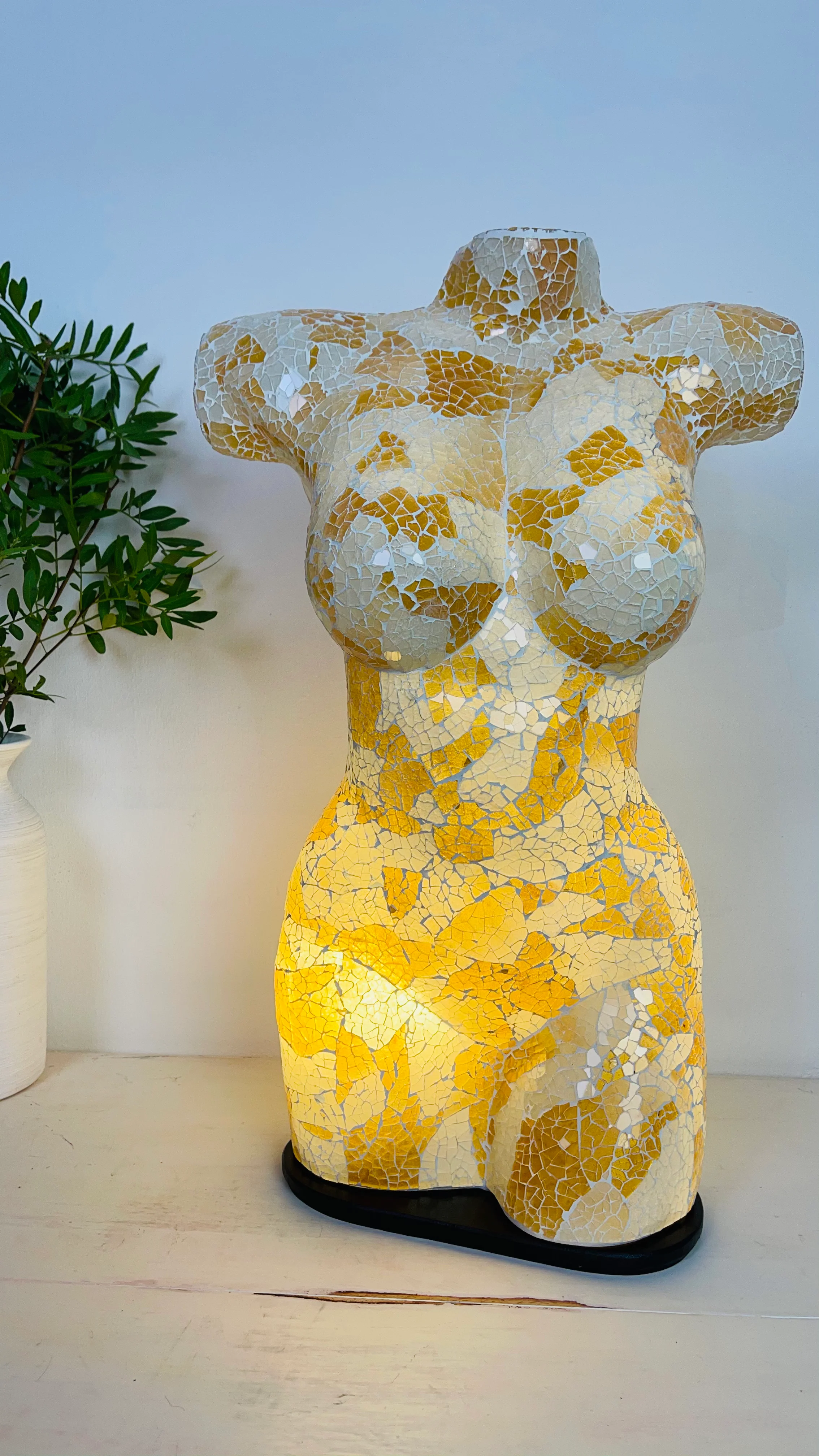 Mosaic Bust Lamp - Silver & Gold - Image 4