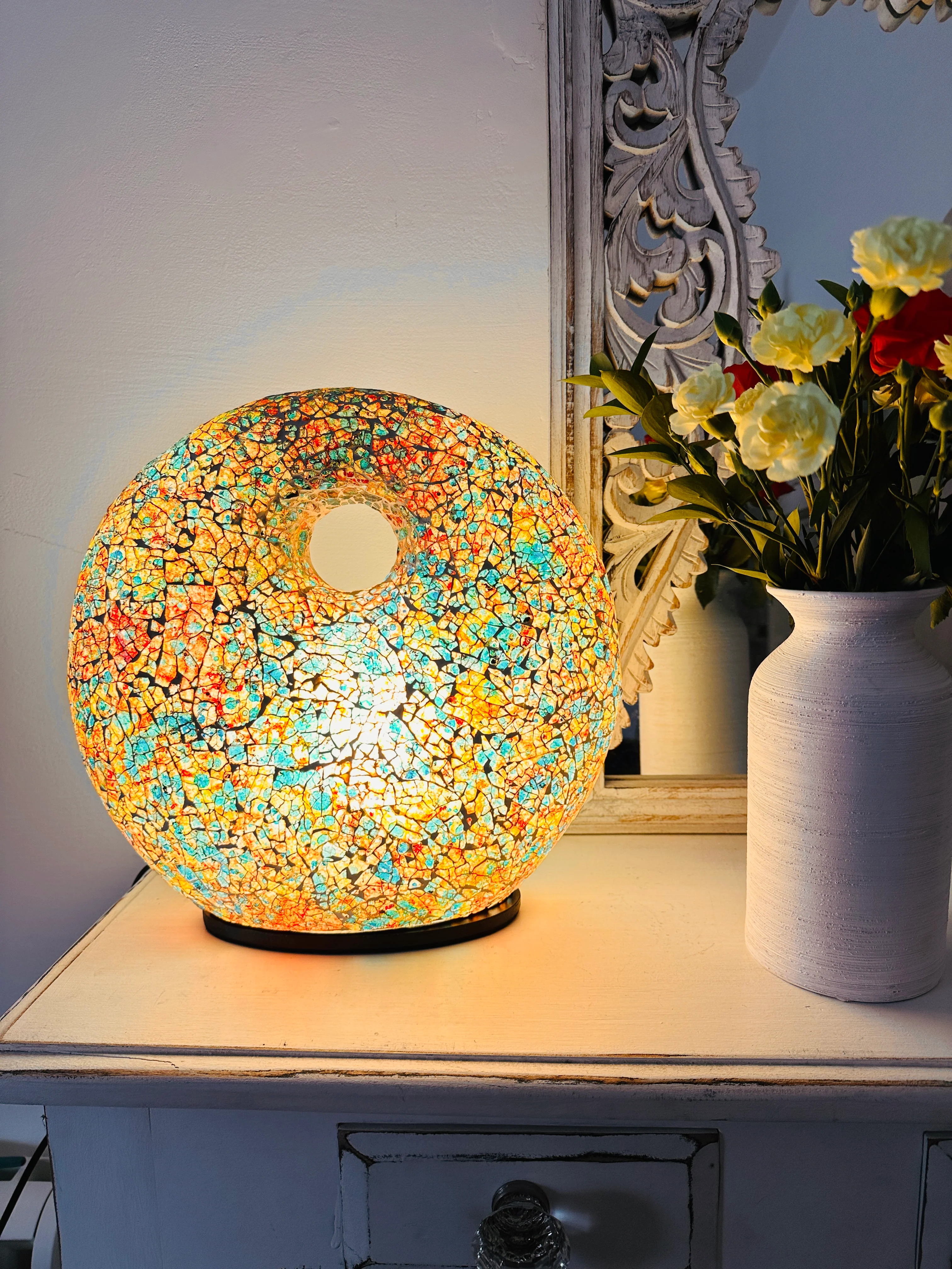 Mosaic Donut Lamp Medium - Burgundy - Image 8