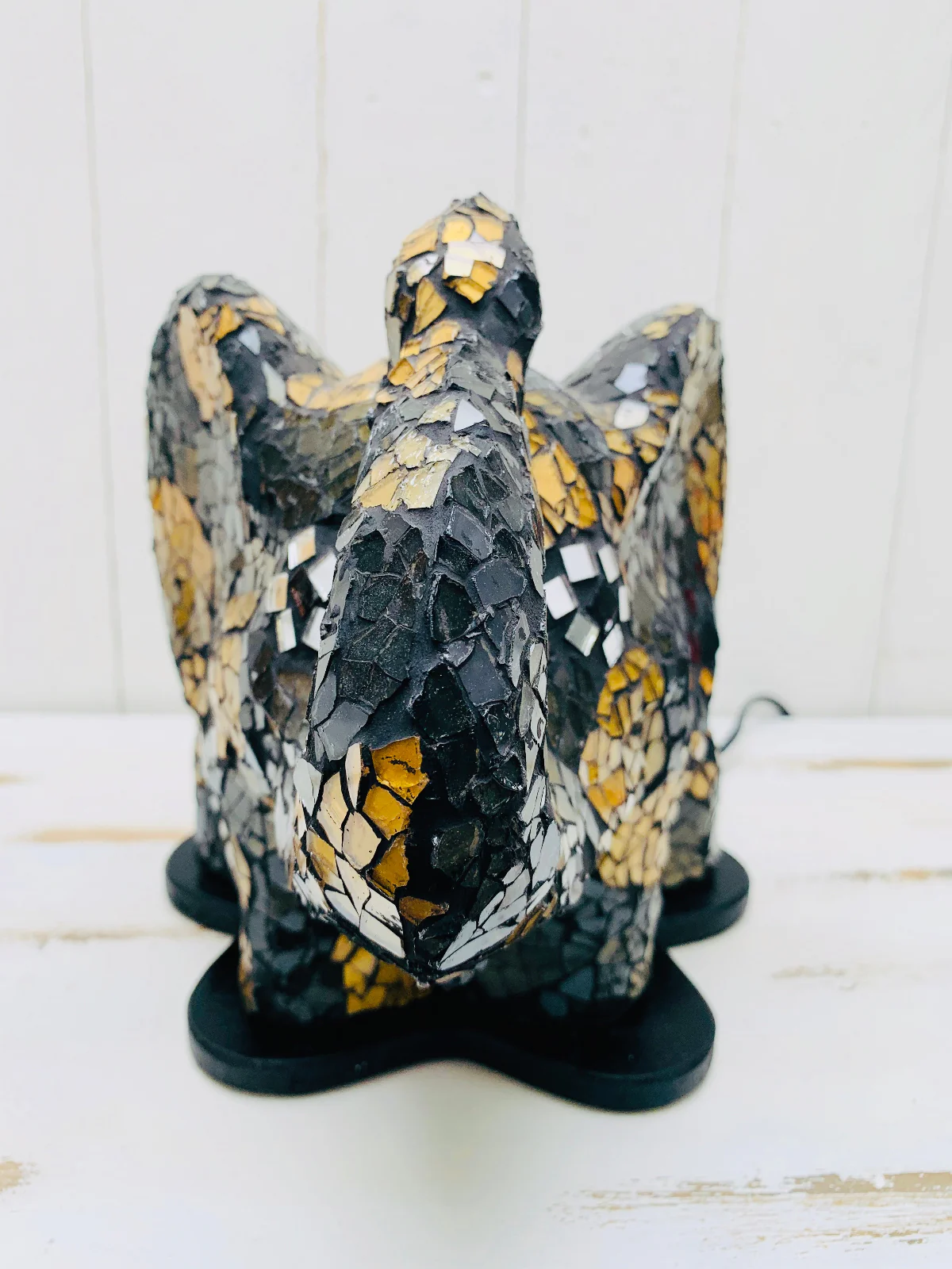 Mosaic Elephant Lamp - Black Gold - Image 4