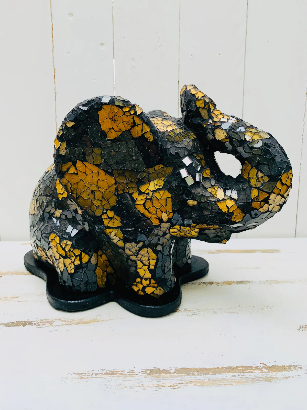 Mosaic Elephant Lamp - Black Gold - Image 5