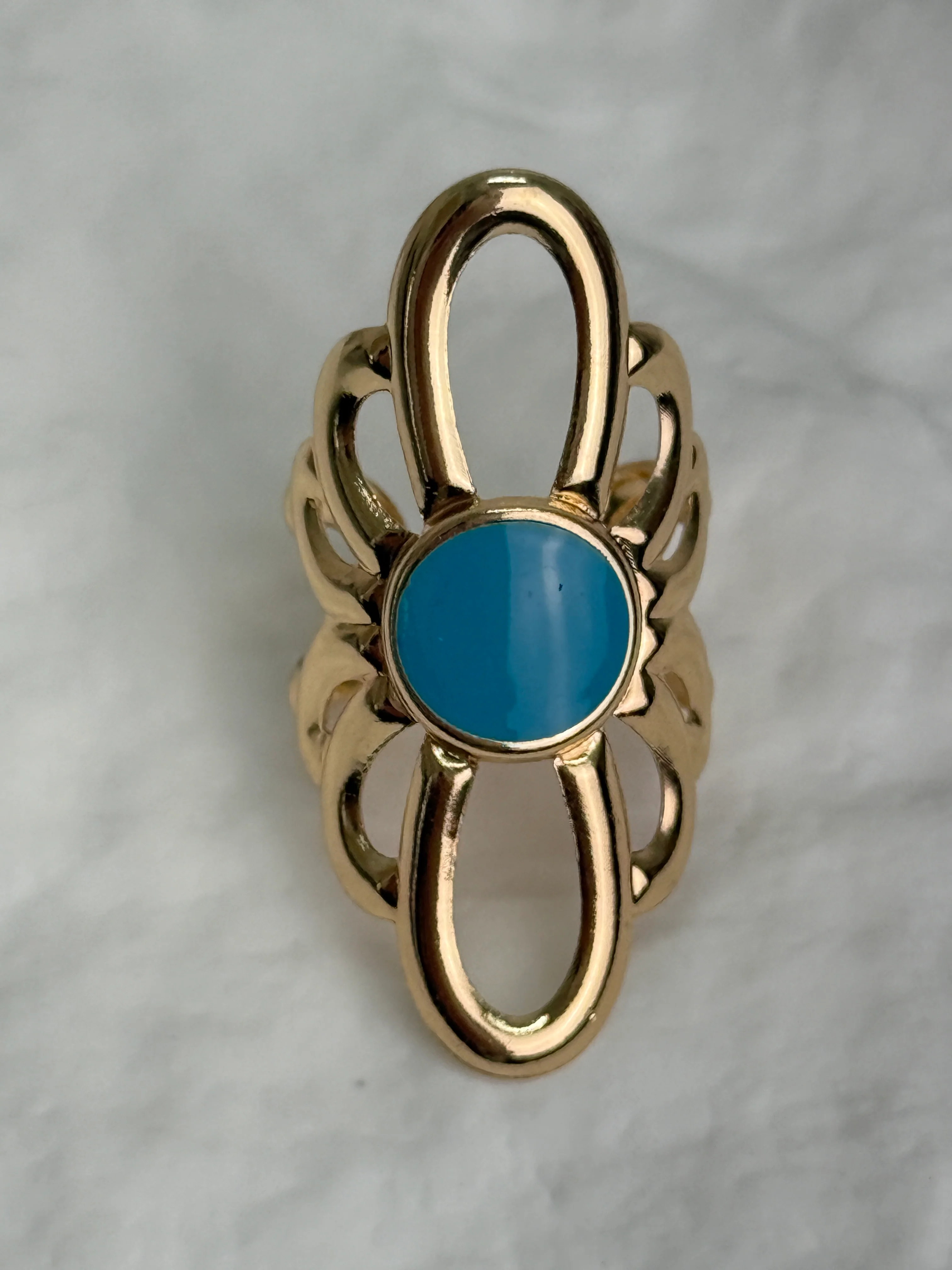 Turquoise Open Flower Ring