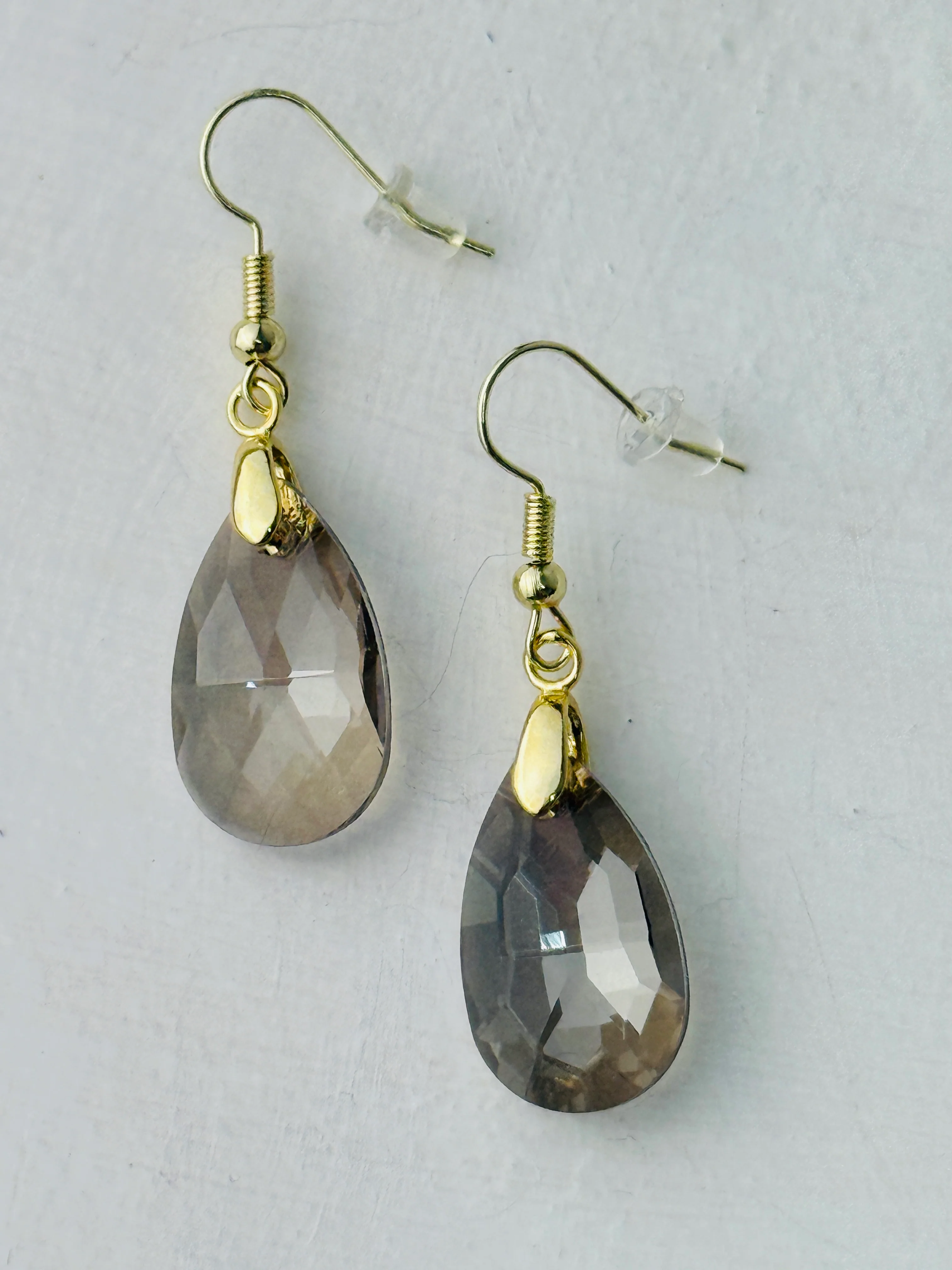 Teardrop Earrings - Smokey Grey - Image 2